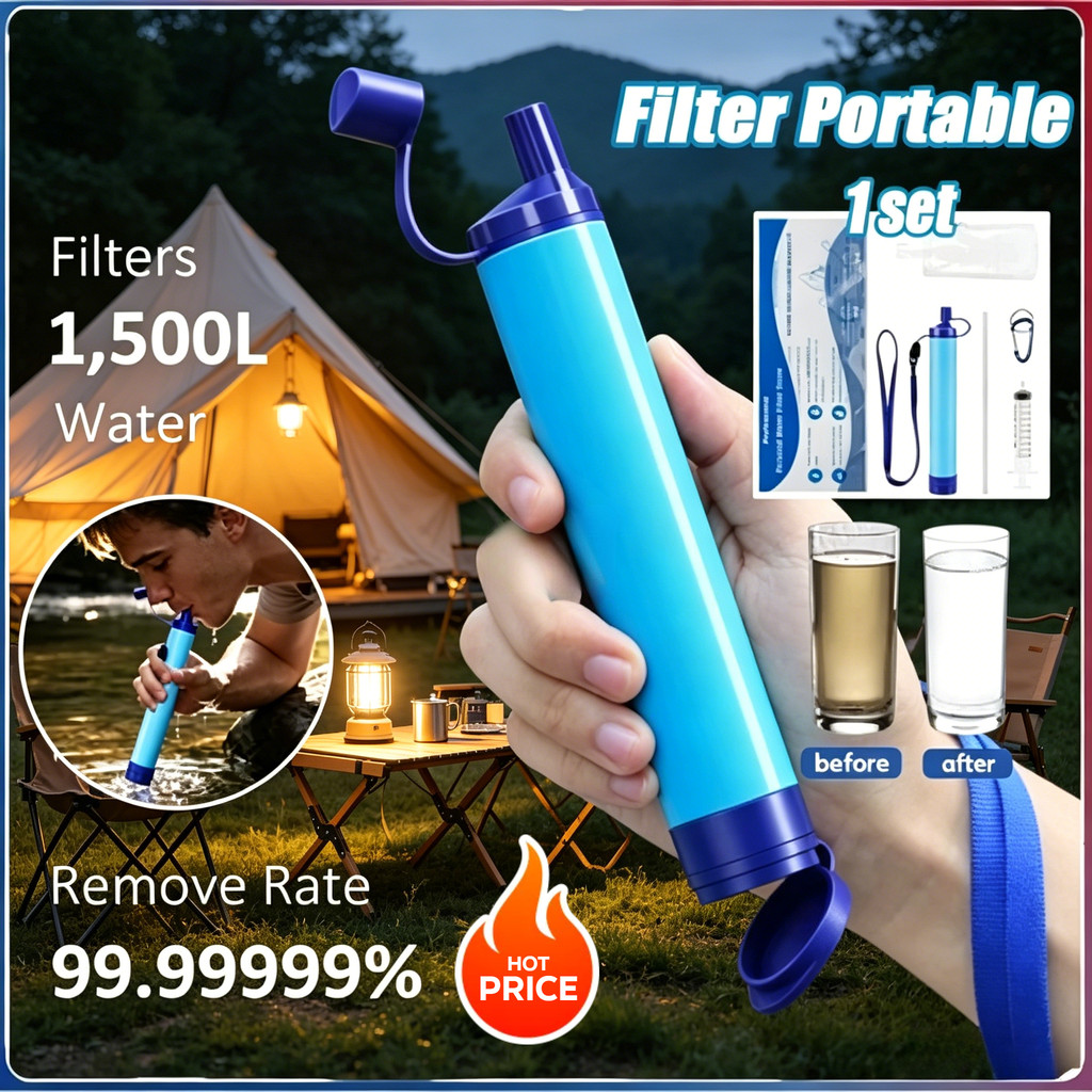 COD 1 Set Water Filter Straw Sedotan Penyaring Air Multifungsi Filter Air Minum Portable Outdoor Air