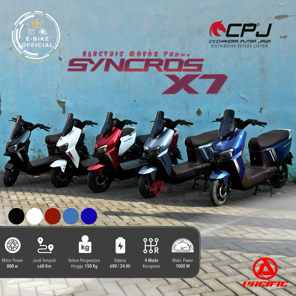 Sepeda Listrik ALL NEW SYNCROS X7 NOT Uwinfly, Not Saige, Not Exotic, Not Yadea dengan Motor 800 Wat