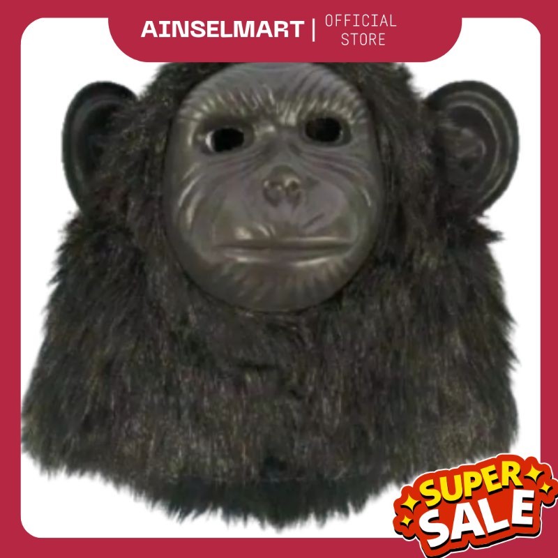 TOPENG BENTUK MONYET GORILA KINGKONG WARNA COKLAT HITAM PUTIH BAHAN HALUS - MAINAN ANAK TH