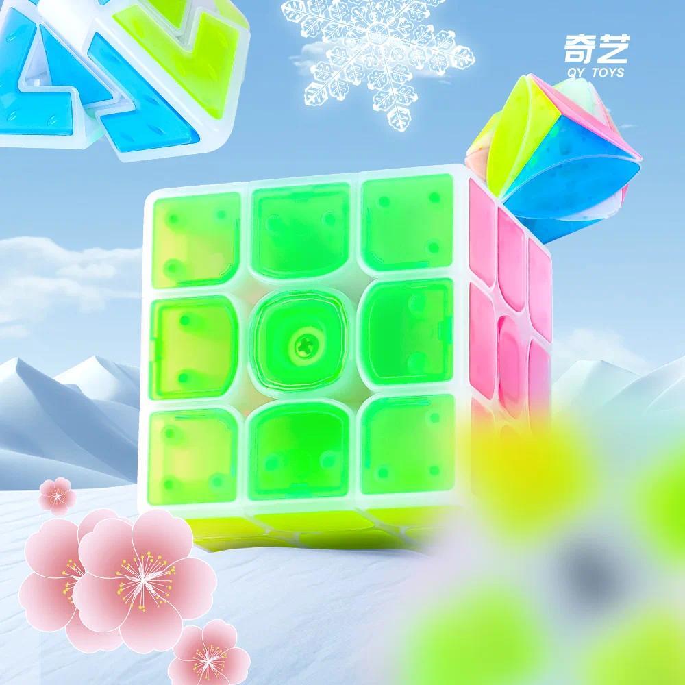 QiYi Ice Amber Series Cubes Fisher/Axis/Mirror Cube 3x3 Educational Puzzle Magic Cube For ildren Gif