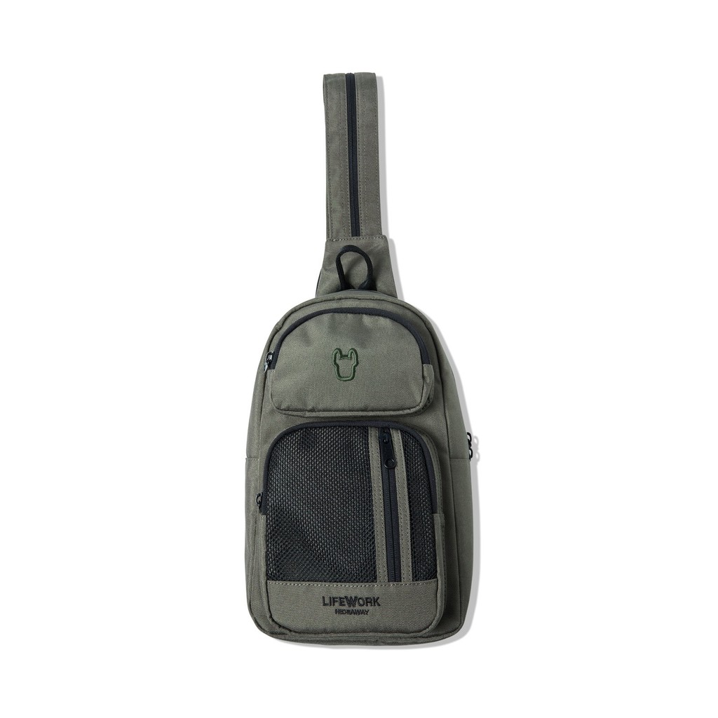 LIFEWORK - Logo Embroidered Mesh Sling Bag Khaki - Tas Acc Khaki Unisex