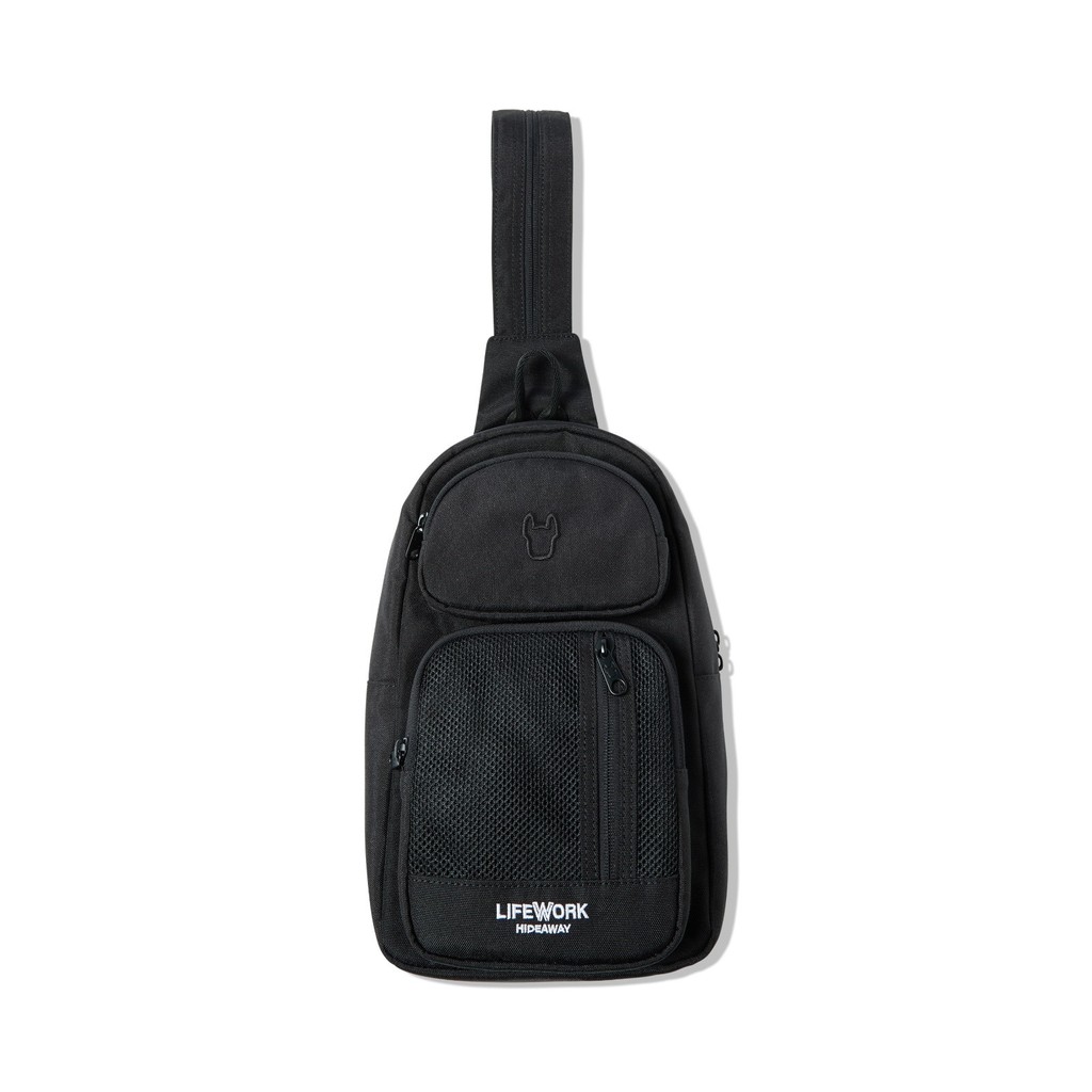LIFEWORK - Logo Embroidered Mesh Sling Bag Black - Tas Acc Hitam Unisex