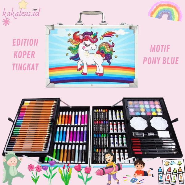 BIG SALE Crayon Set Koper Premium Lengkap Komplit Besar Mewah 145 pcs New Model - 145 PONY BLUE
