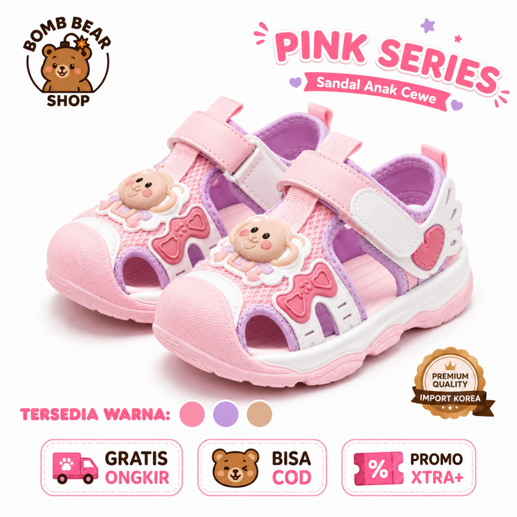 BETTER SHOES - Sendal Anak Perempuan Lucu Umur 2-10 Tahun | Sandal Gunung Model Kartun Import Korea 