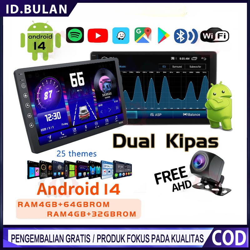 Dual Kipas 8g+128g Ips Screen Head Unit 7/9/10 Inch Car Android 14 Navigasi Untuk Toyota Daihatsu Mi