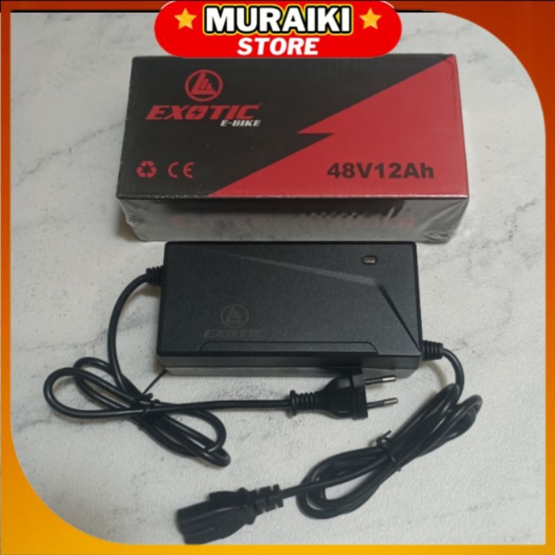 ( Zports store ) Termurah Charger Sepeda Listrik Original Exotic 48V 12AH Cas Ebike Exotic