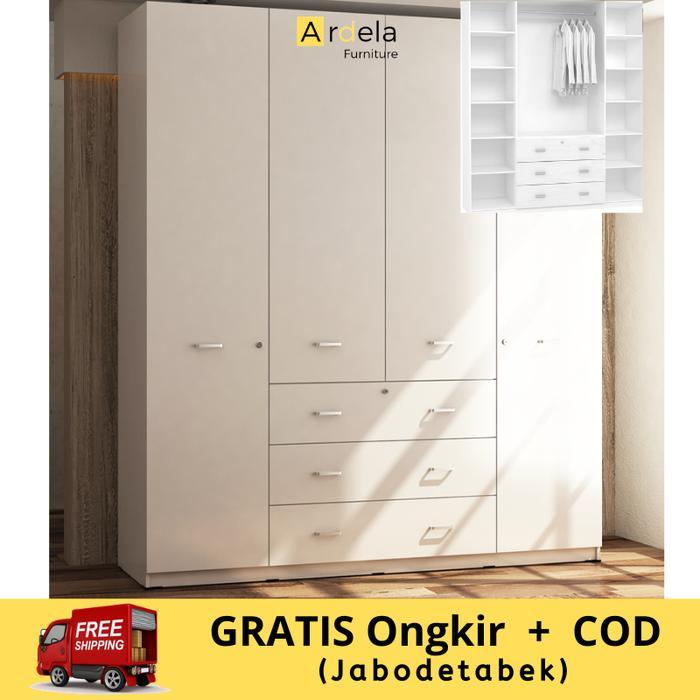 Lemari Pakaian Baju Modern Minimalis Murah Ukuran Jumbo Besar Mewah - 160x55x220, Putih