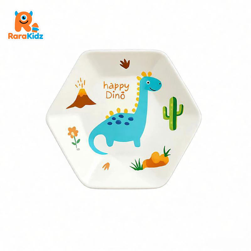 Rarakidz Happy Dino Lucu Piring Makan Anak Melamin Motif Dino  Aman Untuk Anak Anti Pecah Kuat Bpa Free