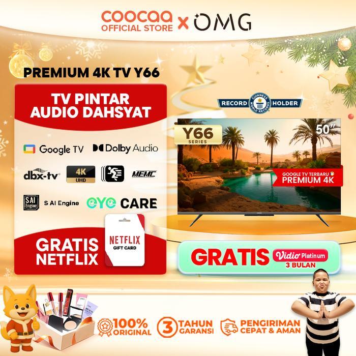 PROMO BIG SALE TERBARU COOCAA TV 50 inch Y66 - 4K Google TV - S AI Engine - MEMC - HDR10/HLG - Find 