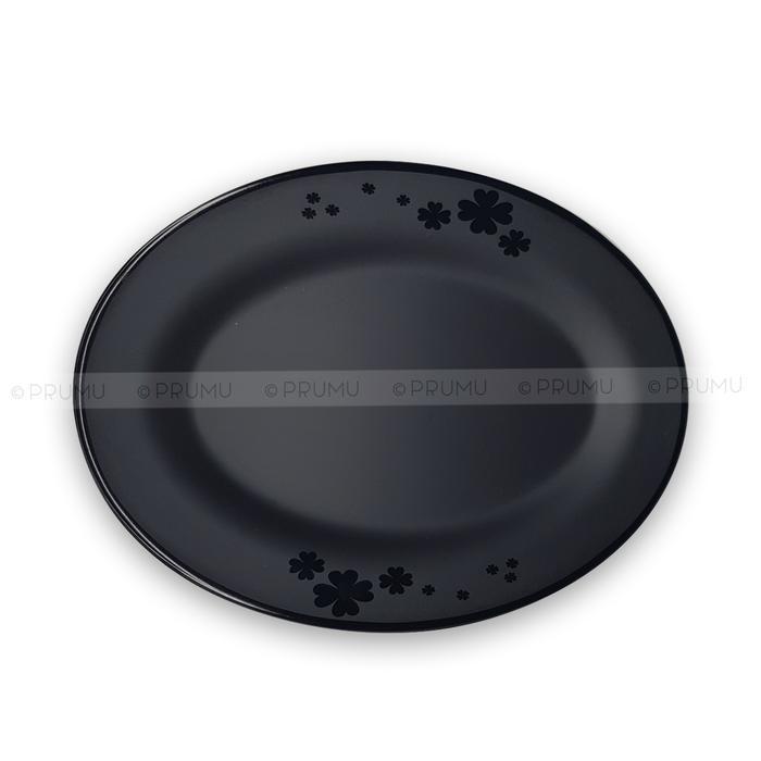 Piring saji oval melamin 8" - Piring cafe resto - Piring hotel - V808 - Hitam