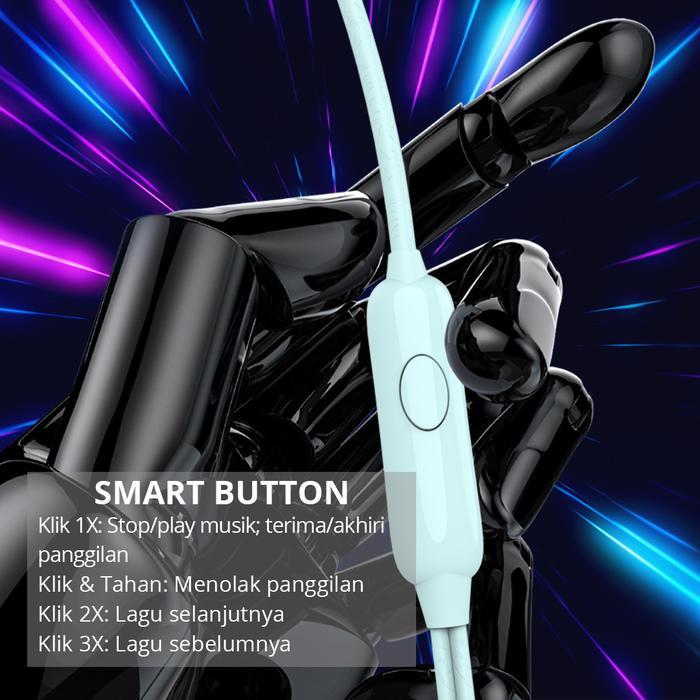 Hippo Earphone Funky Neo Macaroon Super Bass Jack 3.5mm Wired Handsfree Android Original Earbuds Hea