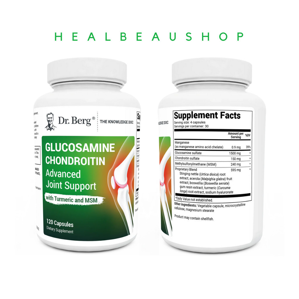 Dr. Berg Glucosamine Chondroitin MSM Turmeric & Boswellia - Suplemen Persendian 1500 mg Glucosamine 