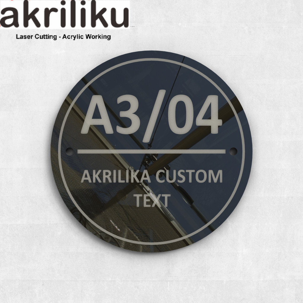 AKRILIK NOMOR RUMAH CUSTOM NOMOR & TEXT BENTUK BULAT MINIMALIS ESTETIK 20X20CM AKRILIK 2MM AKRILIKKU
