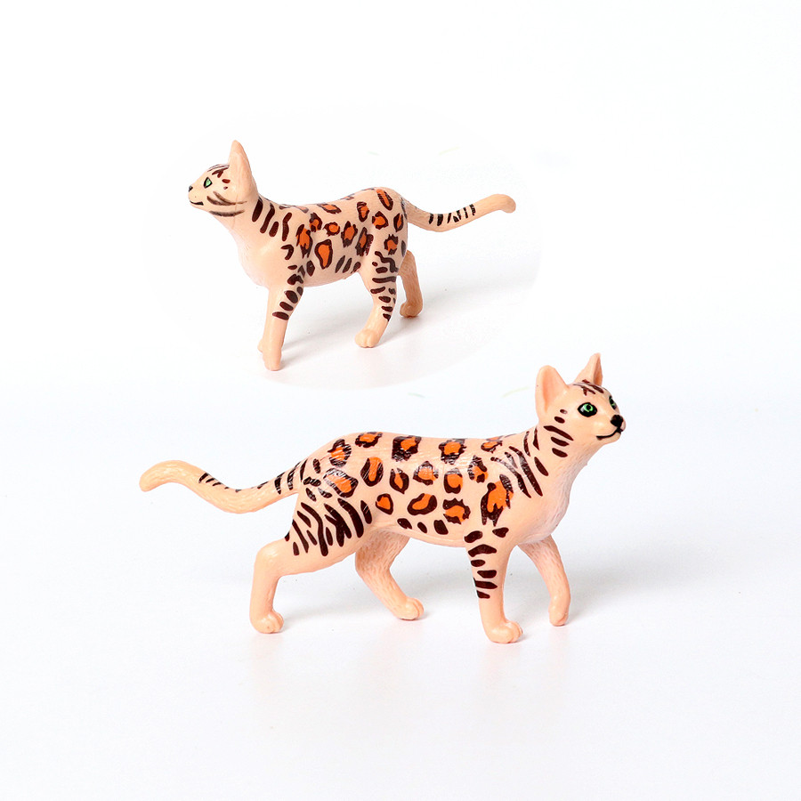 Realistic Cute Bengal Cat Lynx Serval Civettictis  Woodland Animals Toy Figures Wildlife Figurines E