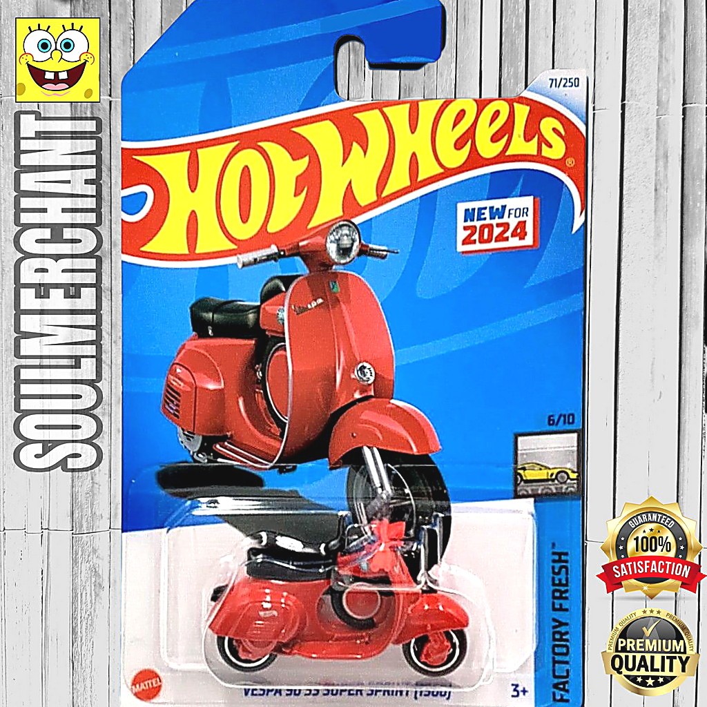 Hot Wheels Vespa 90 SS Super Sprint 1966 Merah Diecast Motor Klasik