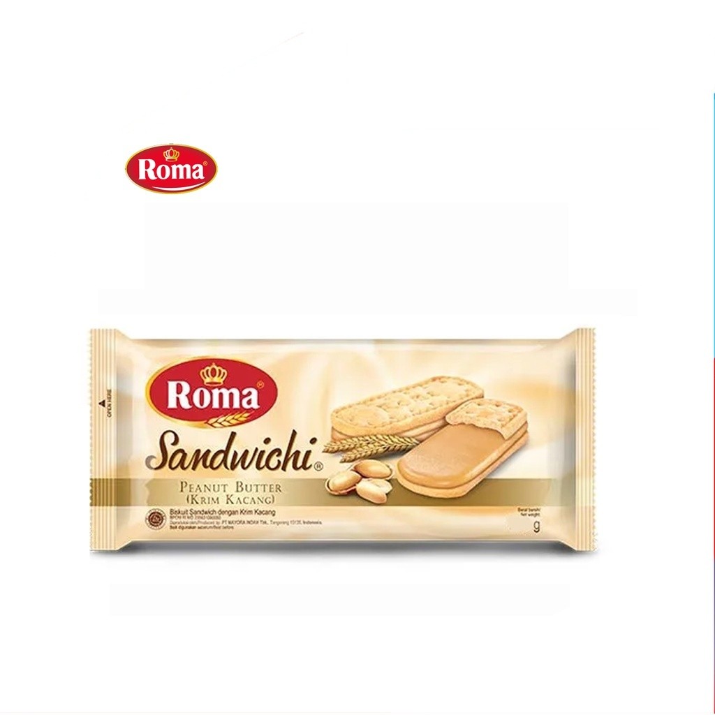 [UniGrosir] Roma Sandwichi Biscuit Peanut Butter 206 gr Biskuit Krim Kacang