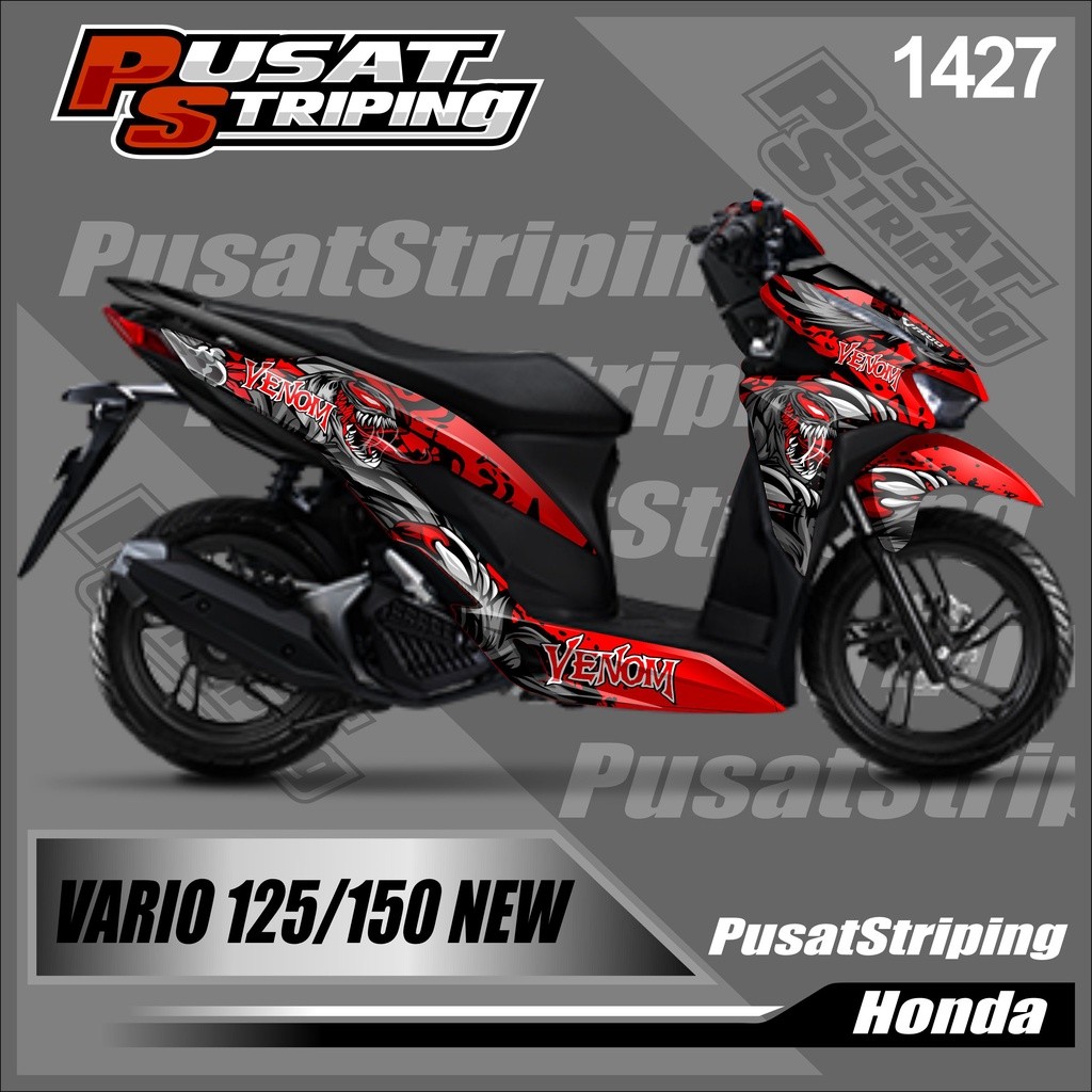 Stiker Decal costum motor Vario New lis variasi desain Venom sticker decal motor vario 125/150 New F