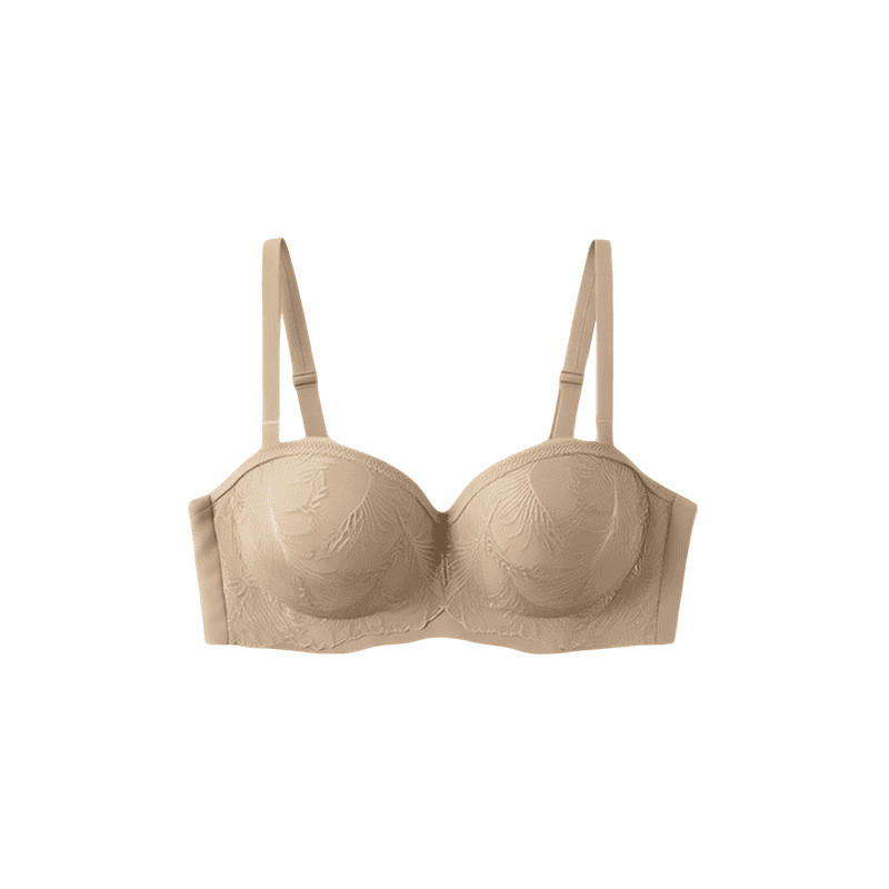 Bra Cup Bulat Jacquard Motif Telinga Gandum untuk Payudara Kecil, Bra Tanpa Kawat yang Nyaman, Bra S