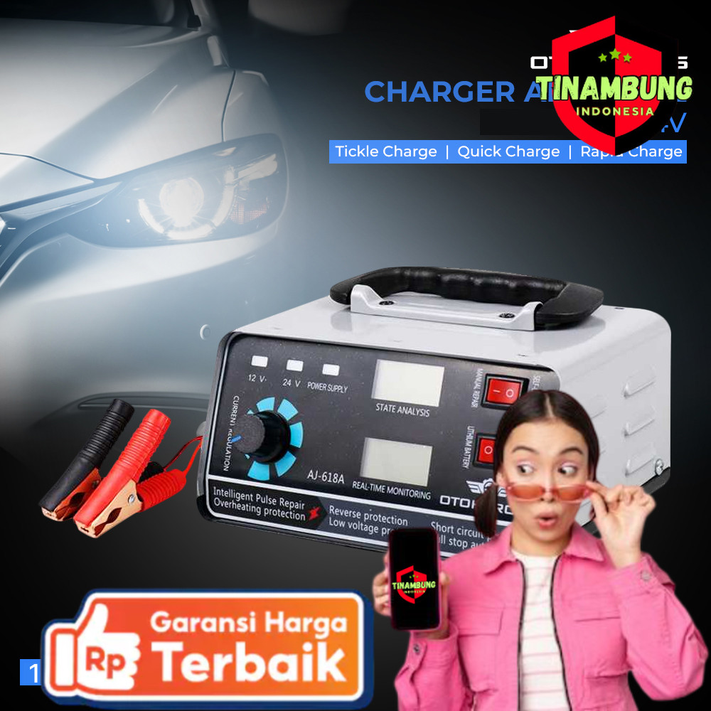OTOHEROES Charger Aki Mobil Motor Intelligent Battery Charger 12V/24V - AJ-618A