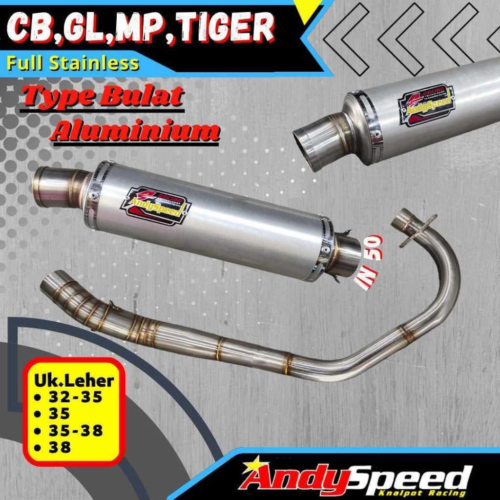 knalpot megapro gl cb tiger megapro mono LEHER STAINLESS SILINCER BULAT ALMUNIUM merk andy speed