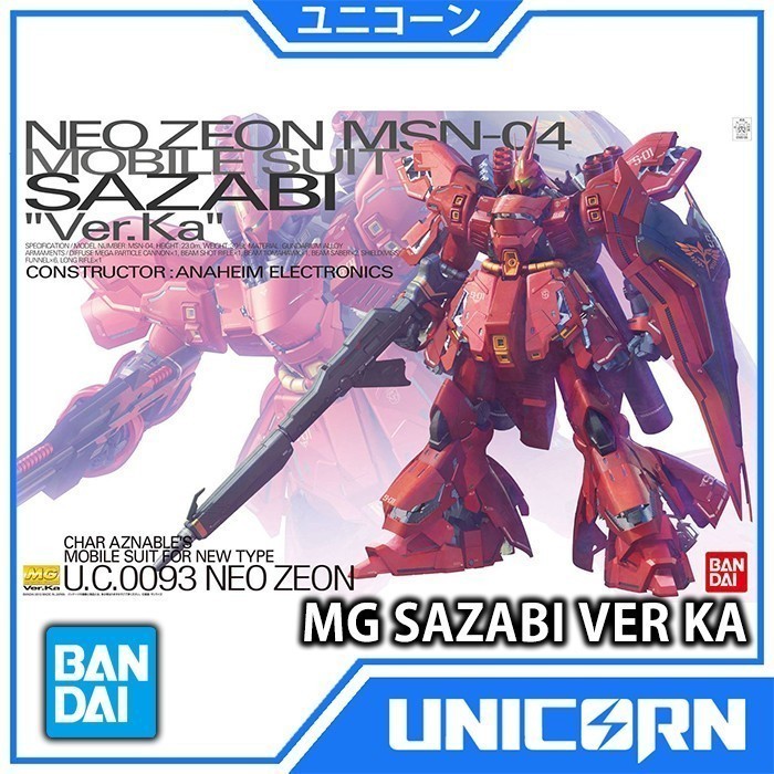 MG Sazabi Ver Ka 1/100 Gundam Bandai MG MSN-04 Sazabi Ver.Ka UC0093 Neo Zeon