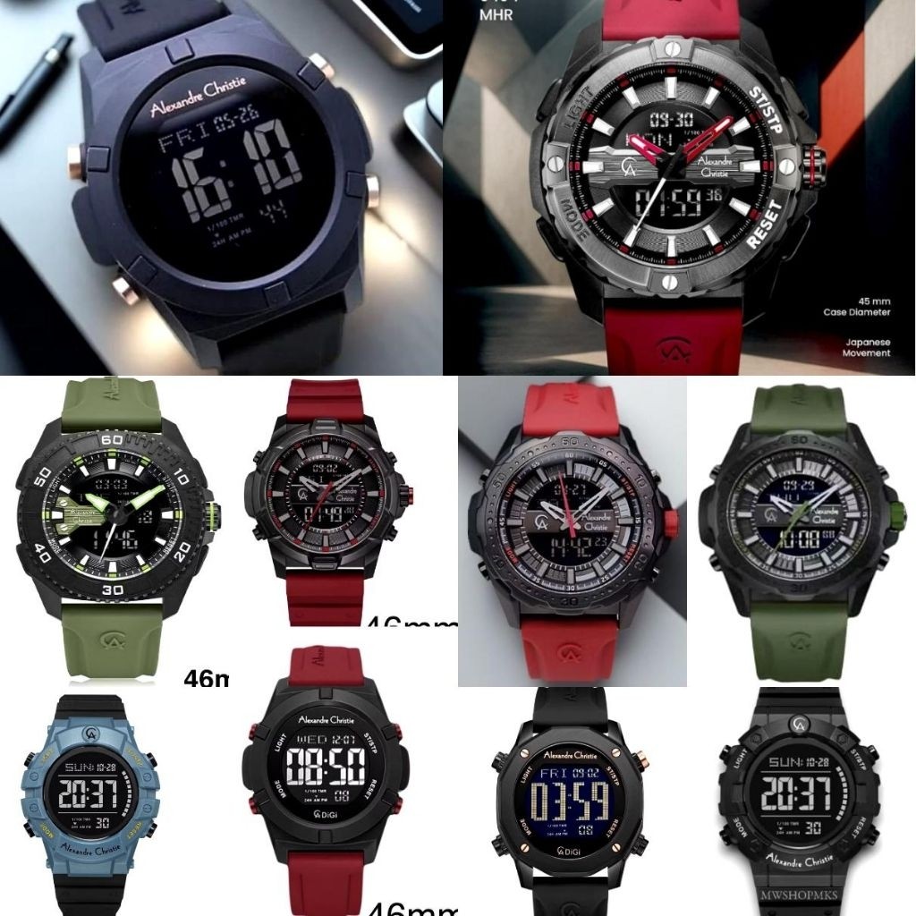 FREE BATRAI AC9370 JAM TANGAN DIGITAL PRIA ALEXANDRE CHRISTIE AC 9375 MHR AC9364 ORIGINAL AC 9386 93