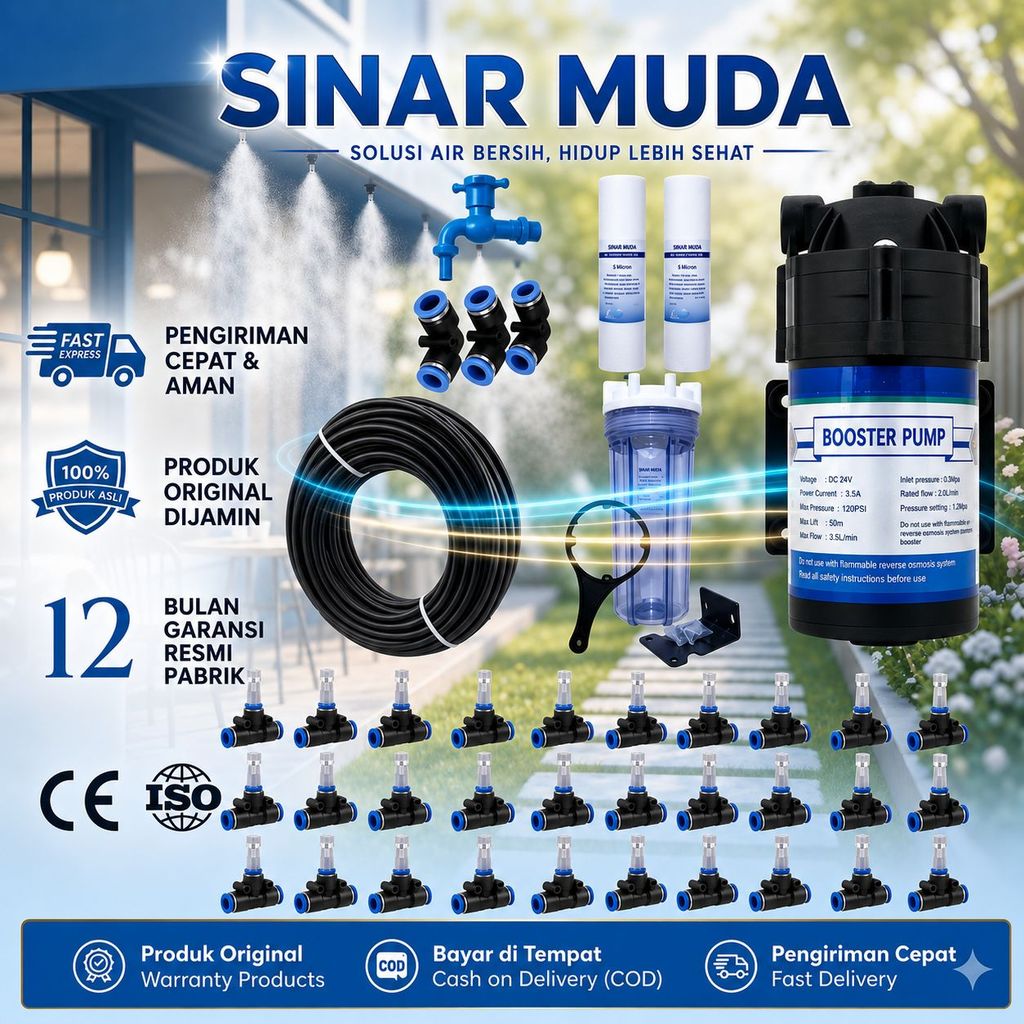 Paket Misting Kabut Embun 12 Mist Nozzle Titik Mesin Embun / Kabut Misting