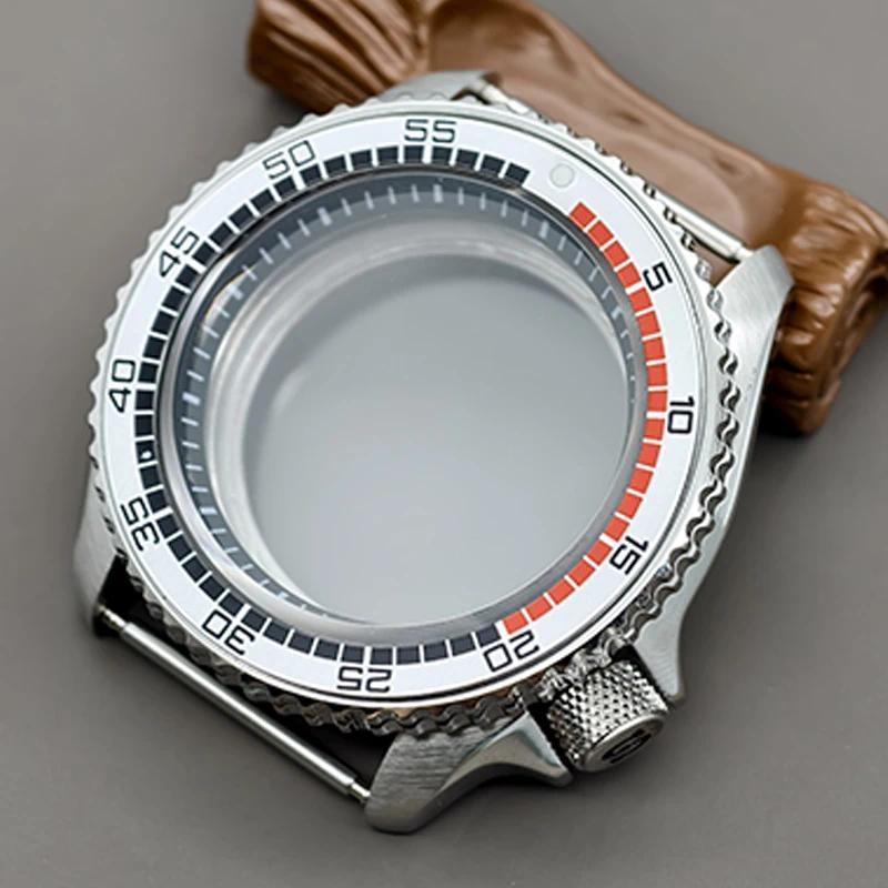 Casing Jam Tangan SKX007 42mm Kaca Kristal Safir Datar Untuk Mesin NH35 NH36 4R 6R 7S Penutup Belaka