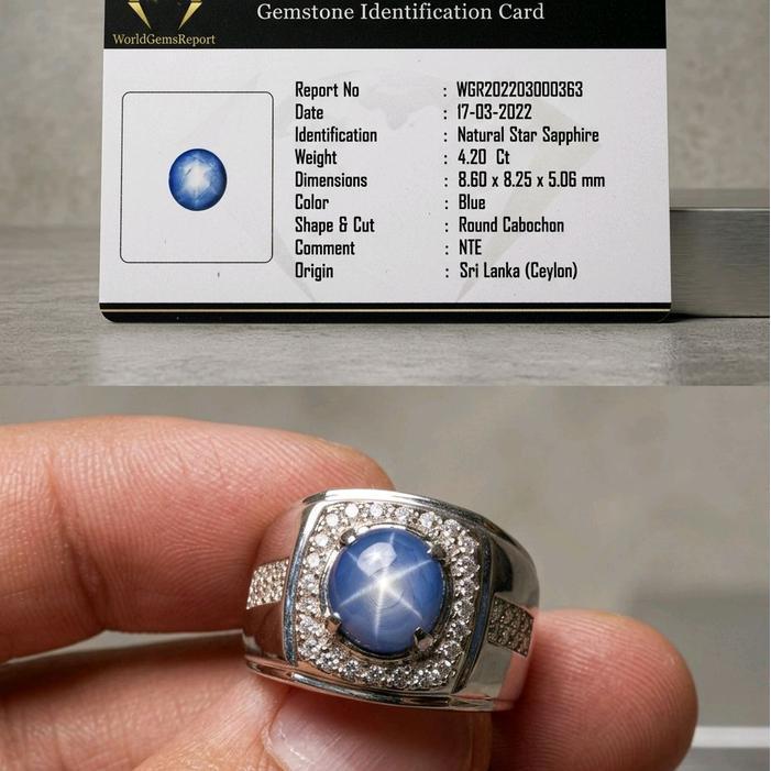 Cincin Simple Star Safir Burma Myanmar Ring + Bermemo