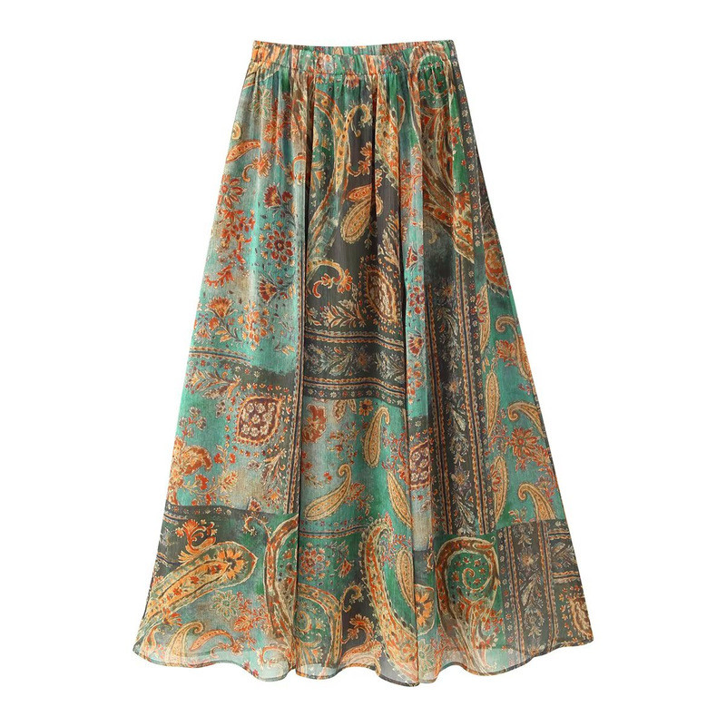 Chiffon Midi Vintage Terlaris di AliExpress Cetak