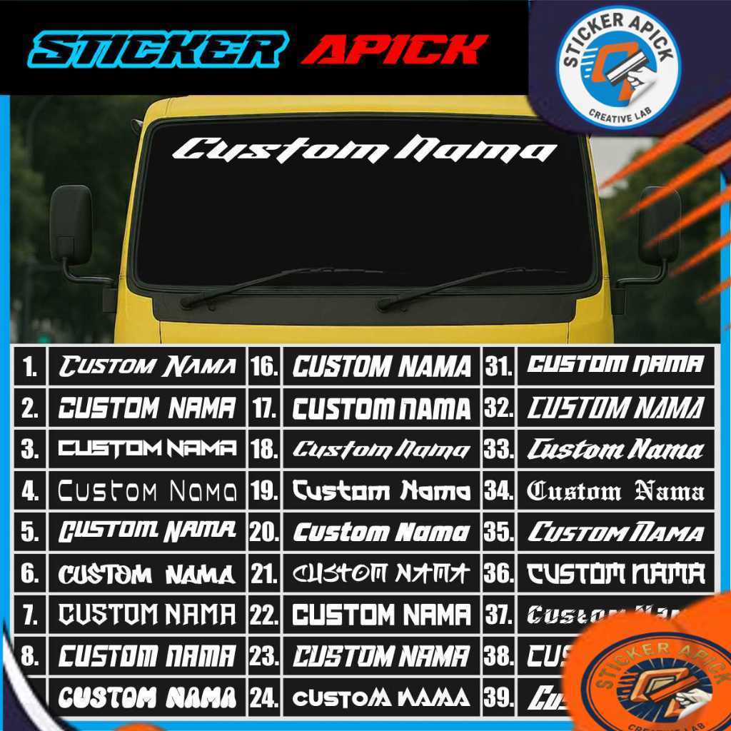 Stiker Kaca Mobil Stiker Kaca Depan Mobil Truk Custom Nama Cutting Sticker