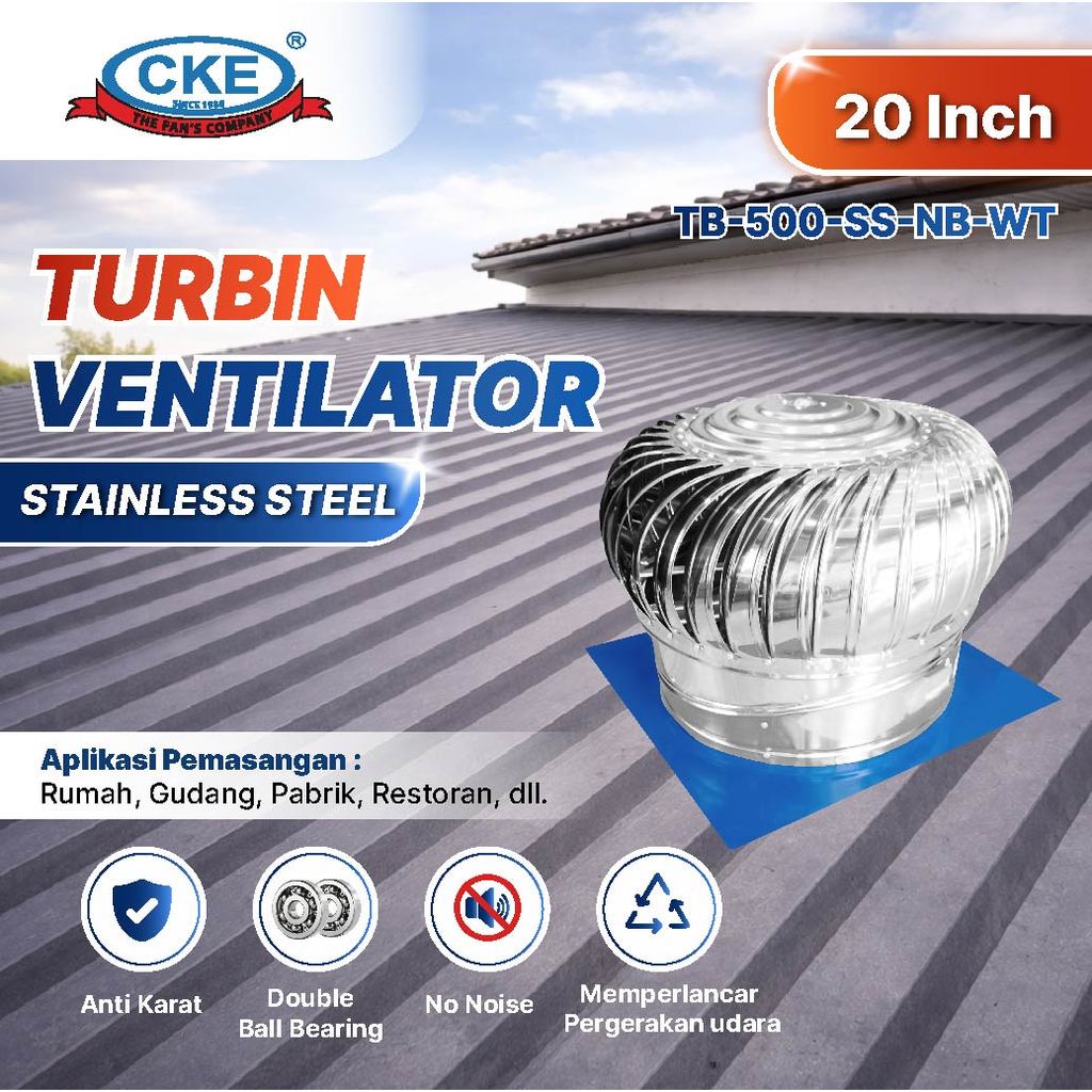 Turbin Ventilator 20 Inch Turbine Roof Ventilasi Atap Rumah Pabrik 20"