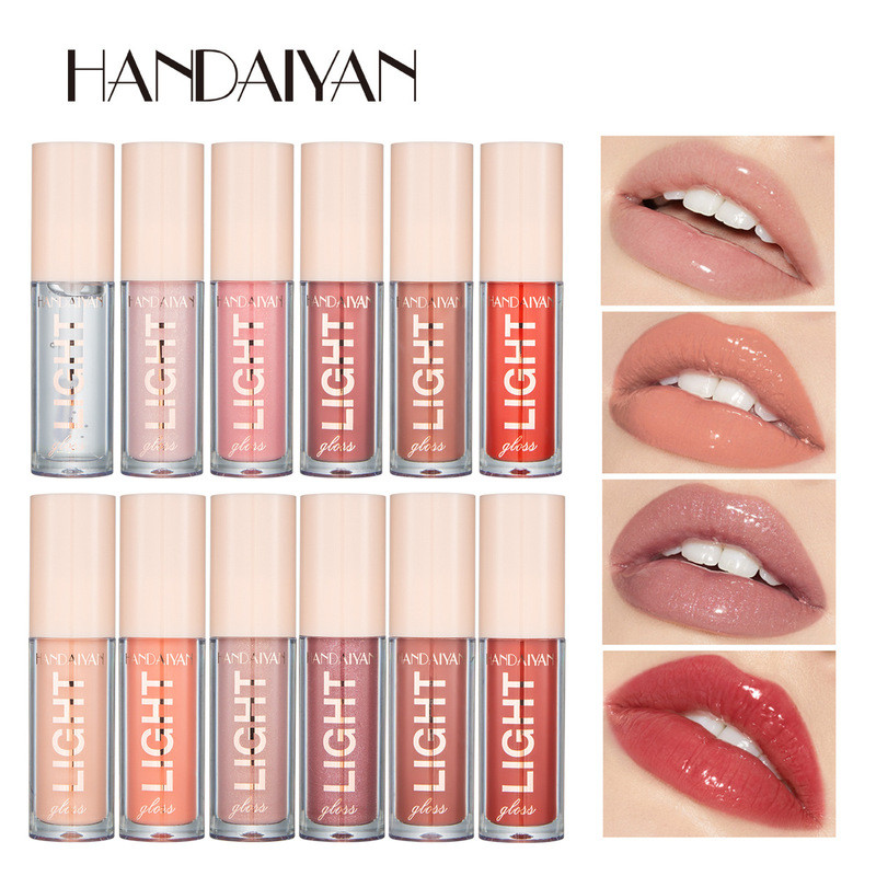 Lip Glaze Cross-Border Lip Gloss HANDAIYAN Mirror Water Gloss Liquid Lacquer Glass 12 Warna Lip Glos