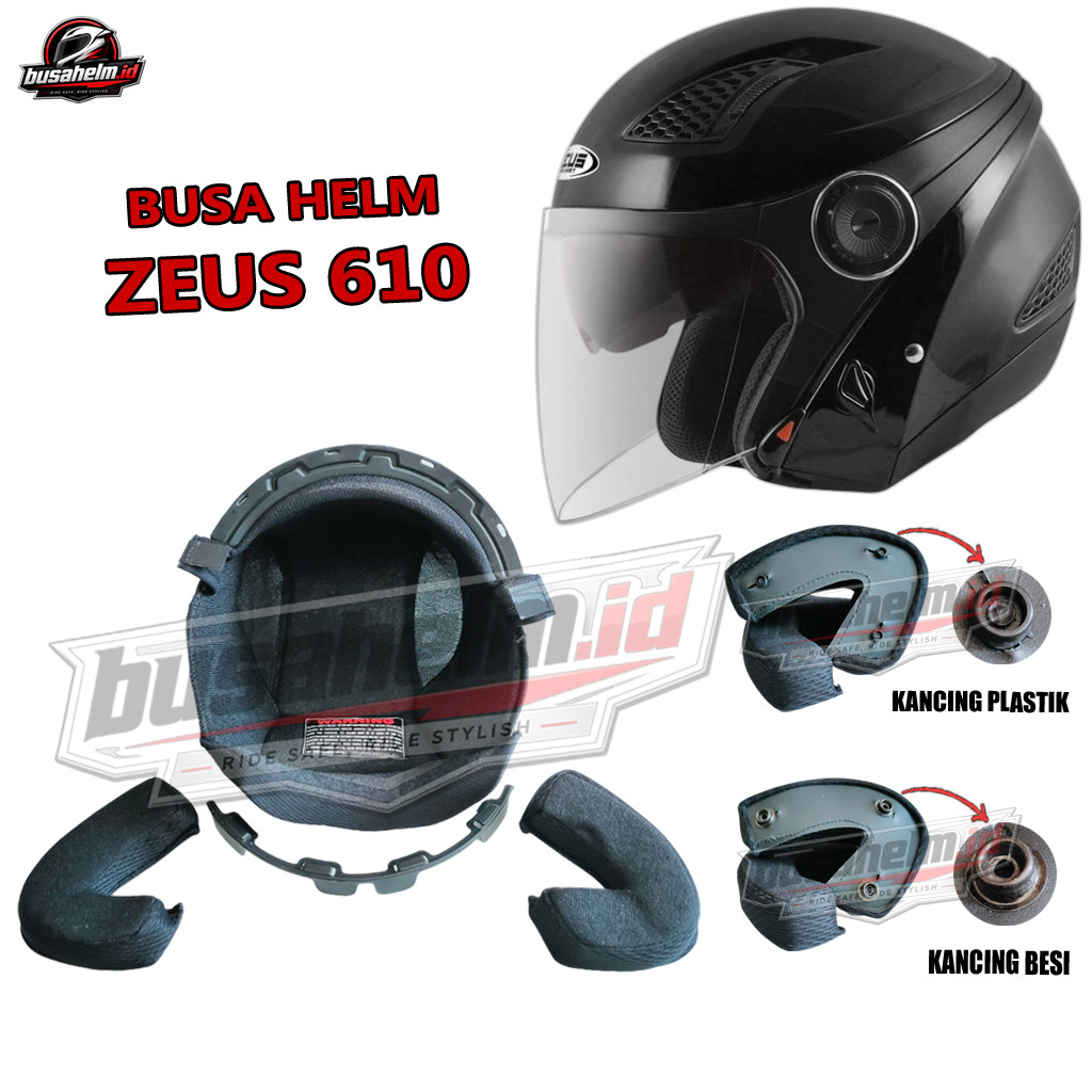 Busa Helm Zeus 610 Z/ZS 610 Full Set | Busa Dalam Helm Zeus 610 S M L | Cheek Pad Pipi Half Face | K