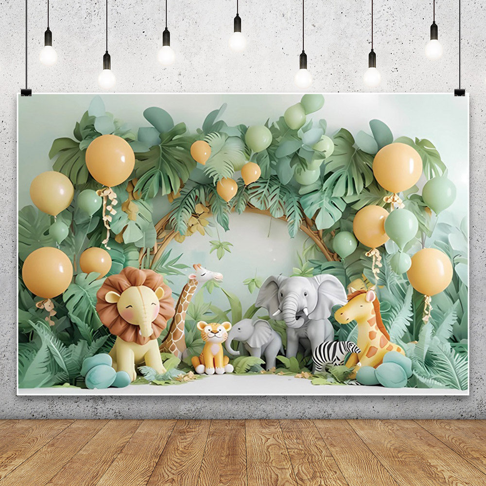 Kain Background Foto Tema Dinosaurus & Hewan Kartun - Dekorasi Pesta Ulang Tahun Anak Aesthetic, Tap
