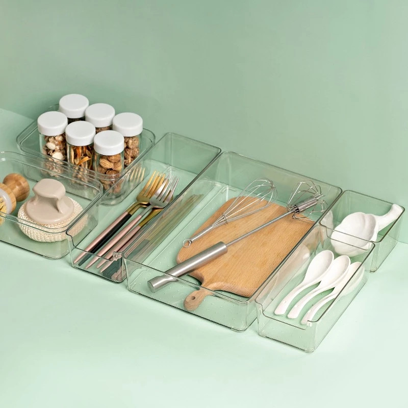 Organizer Sekat Laci Bening Acrylic Kotak Penyimpanan Kulkas Laci Meja Serbaguna
