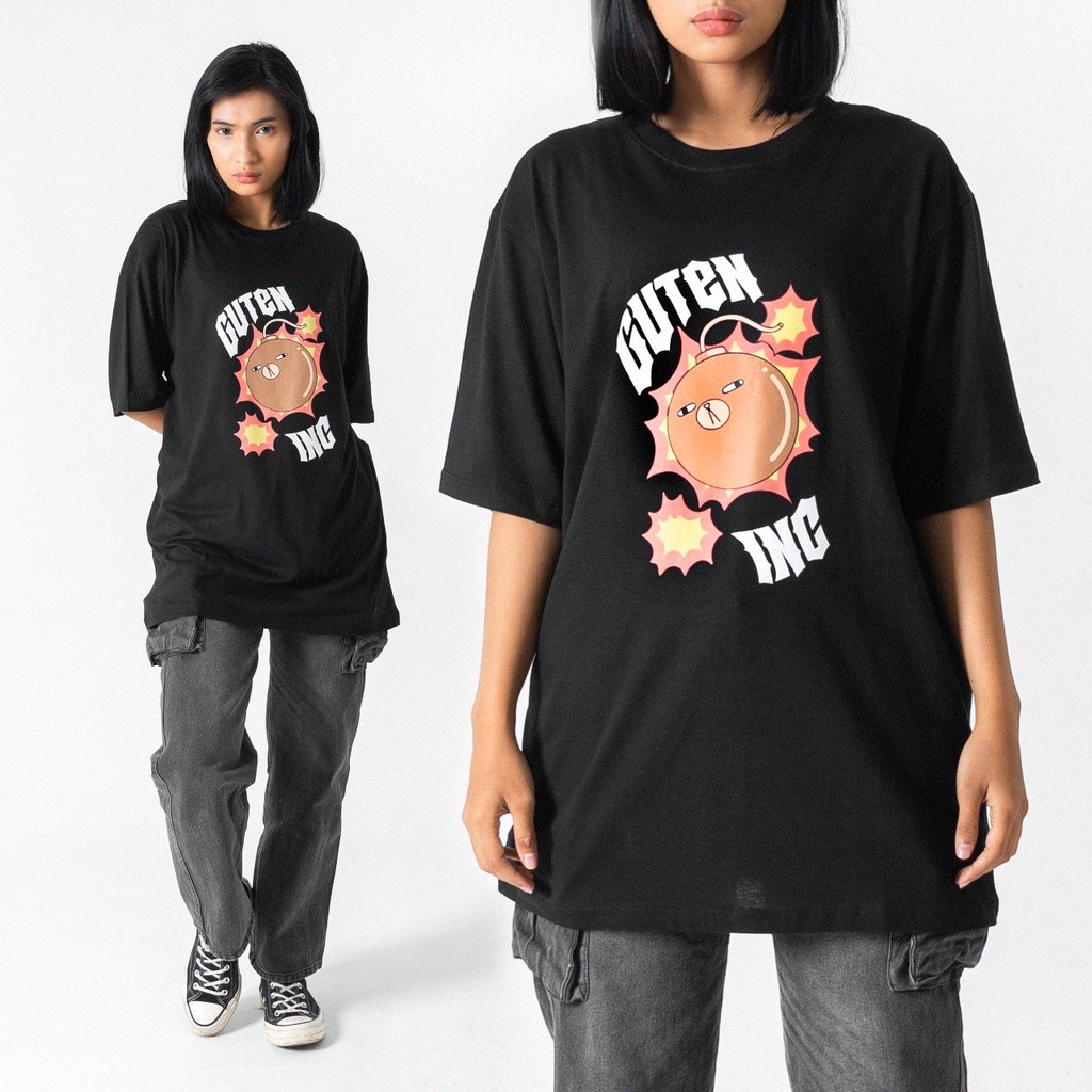 Guten Inc - Kaos Hitam Pria Guten Inc Paper Boom