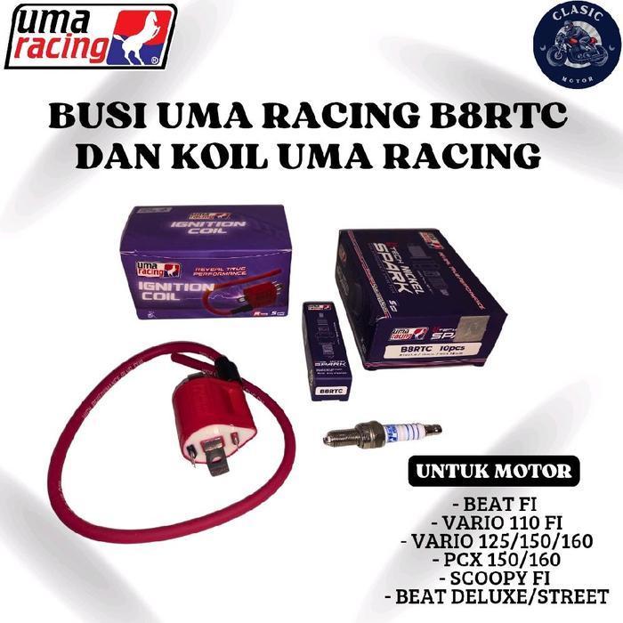 Koil uma racing injeksi dan busi uma racing b8rtc untuk motor beat fi vario injeksi scoopy pcx Motor