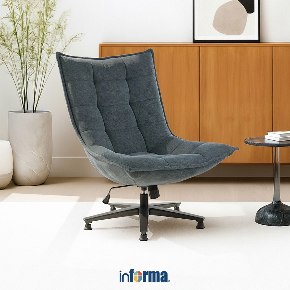 Informa Lenna Kursi Lounge - Biru Aesthetic Chair Kursi Santai Serbaguna Kursi Tamu Rumah Kantor​