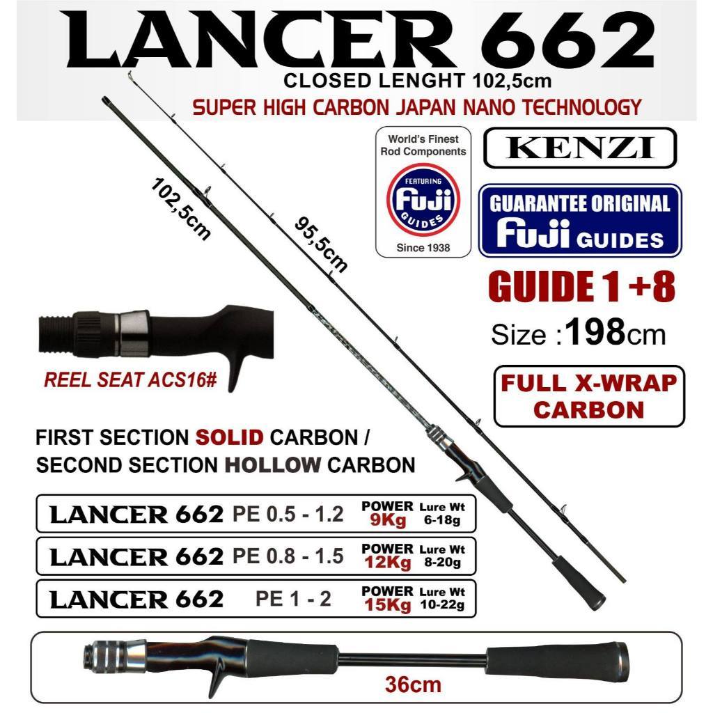 Rod BC / BAITCASTING KENZI LANCER SOLID CARBON FULL X-WRAP CARBON