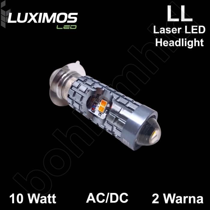 Lampu Motor Laser LED LL Luximos BEAT ESP FI 10W 2Warna AC DC H6 M5 T19 ECO9 + Lampu Senja - Putih K