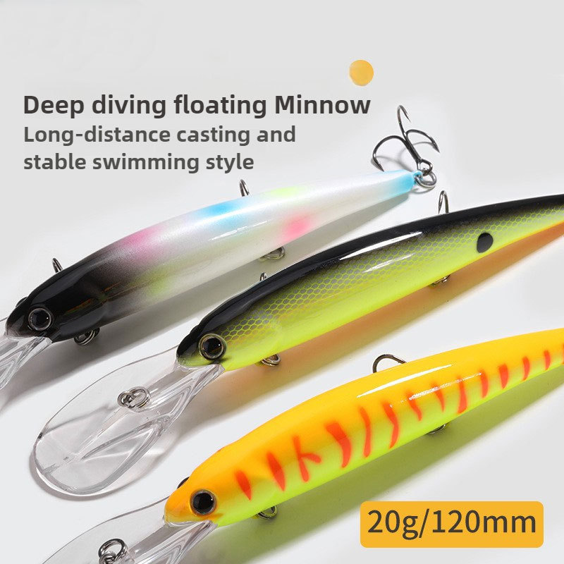 20g Deep Diving Crankbait Floating Long Bill Minnow Lure Heavy Duty Trolling Hard Bait for Bass Pike