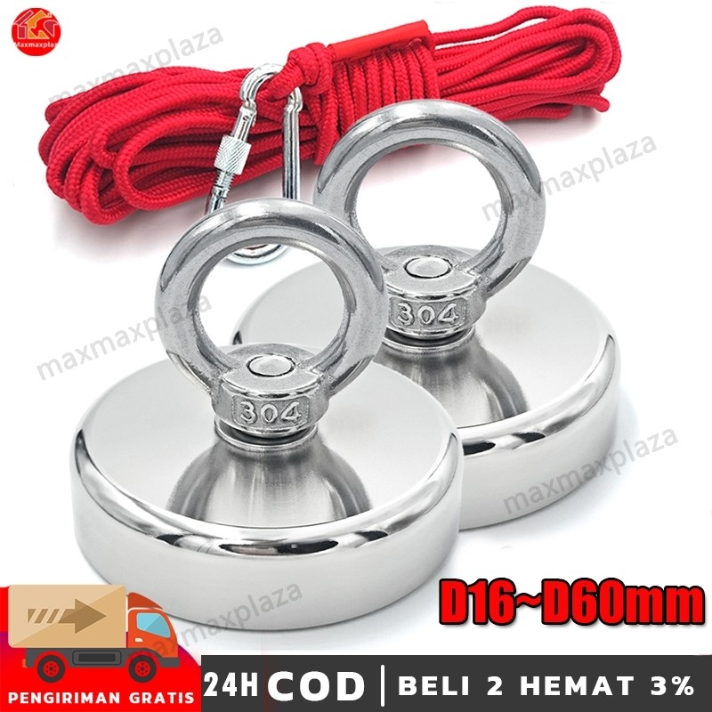 60MM Magnet Super Kuat Magnet Fishing Magnet Pancing Magnet Neodynium Kuat Magnet Bulat Magnet Neody