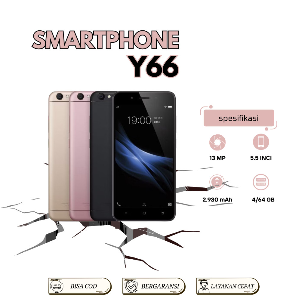HP VIVO Y66 4/64GB BARU SEGEL FULLSET 4G ASLI SMARTPHONE GARANSI 1 TAHUN COD