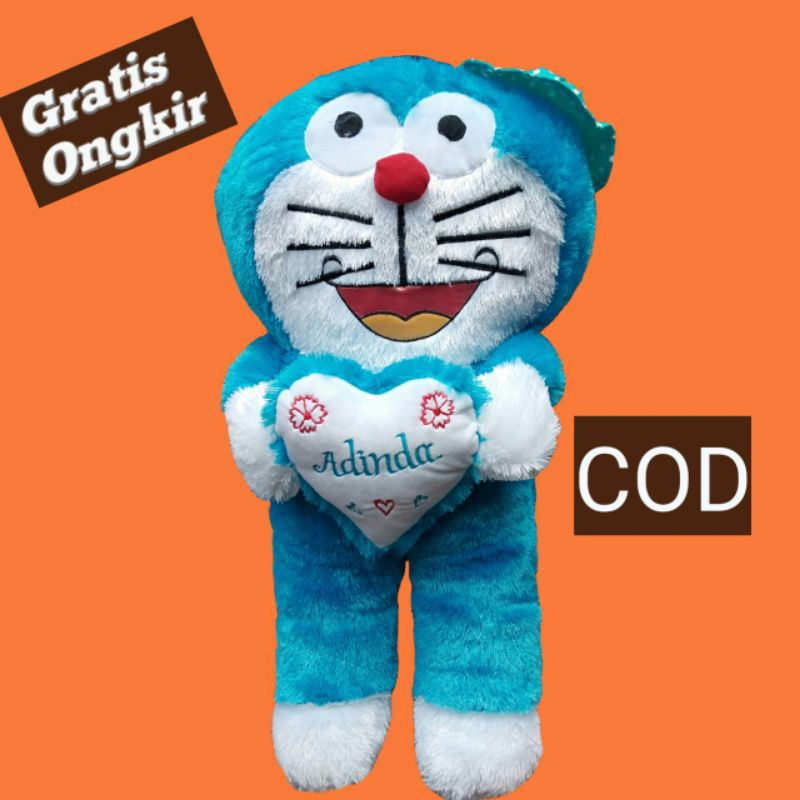Boneka Doraemon Ukir Nama Doraemon Jumbo Boneka Besar Murah Lucu Topi Love Gratis Ukir Nama 90cm