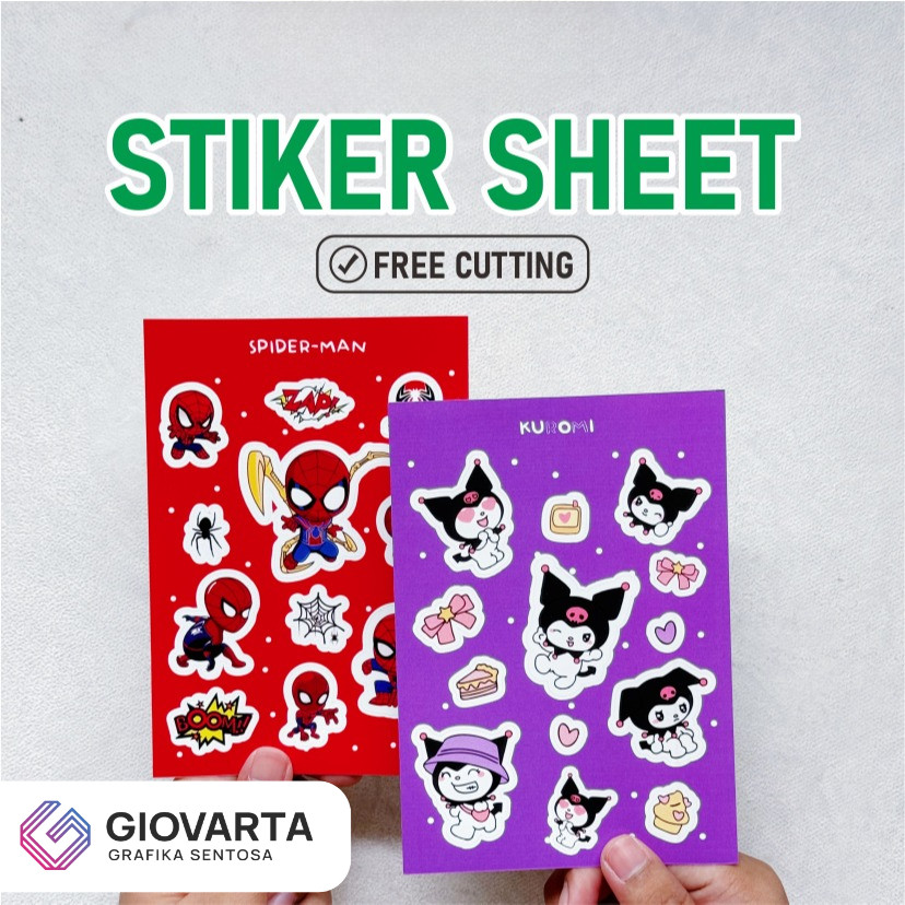 Cetak Sticker Sheet Vinyl Bontax A5 A6 Free Cutting Kisscut Anti Air Custom