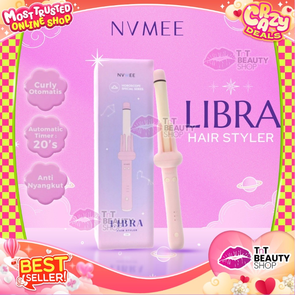 NVMEE Catokan Keriting Keramik Otomatis Libra Pink Hair Styler New Desain Elegant | TnT Beauty Shop