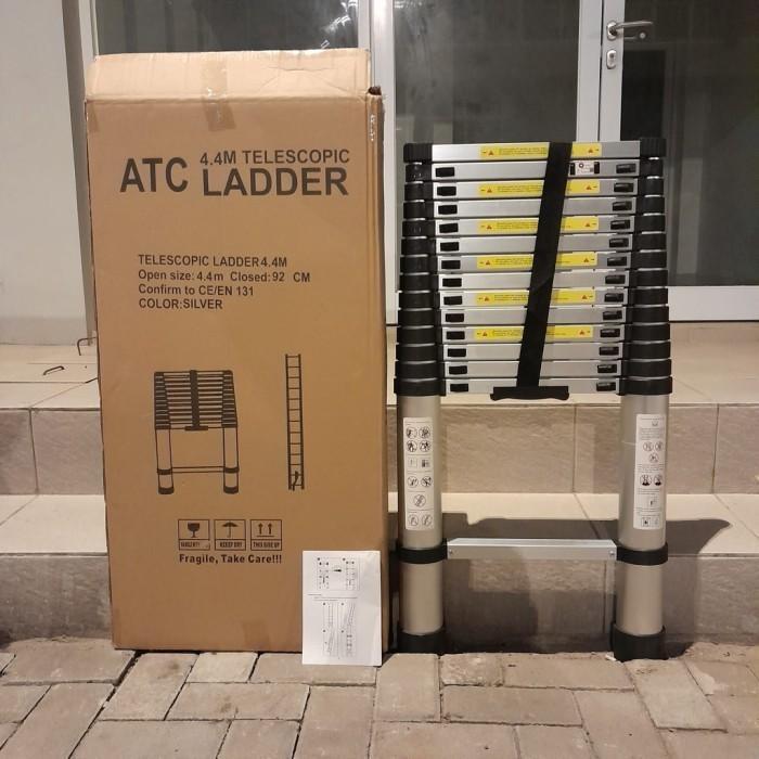 Tangga Teleskopik Lipat Tangga Tangan Aluminium 4.4 Meter Merk ATC - SILVER