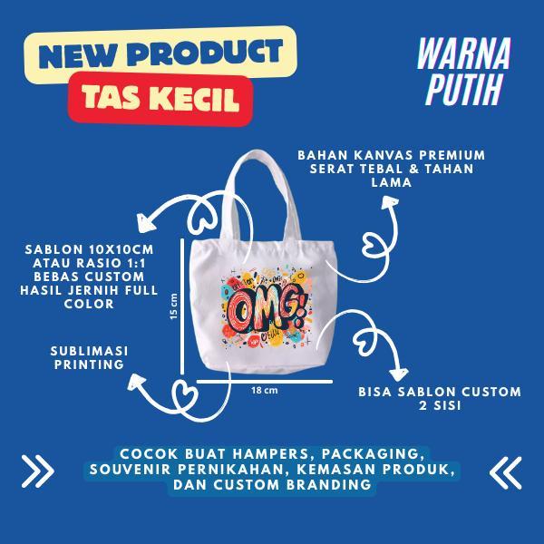 Tas Jinjing Kecil Kanvas Hitam dan Putih Totebag Kecil Custom Desain Bebas Cocok untuk Seminar, Acar