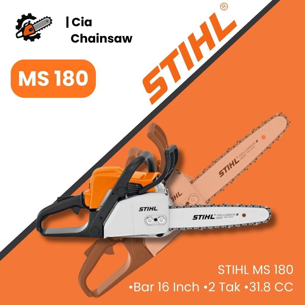 Mesin Chainsaw MS 180 STIHL ( Senso STIHL MS 180 ) KOMPLIT Bar Dan Rantai